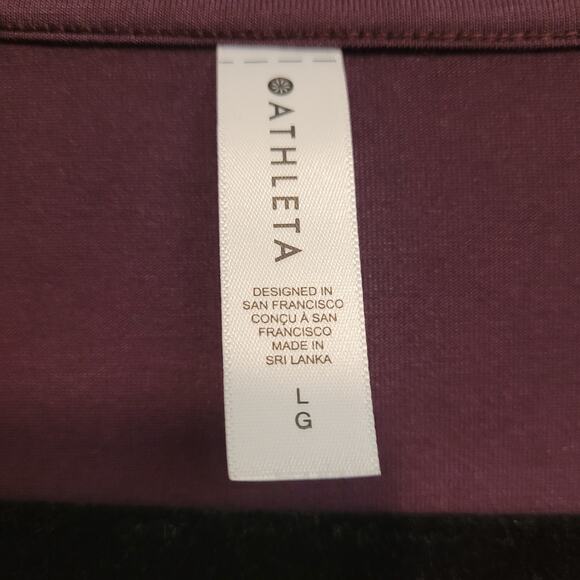 Athleta Purple V-Neck Tee Size Large Lightweight Stretch Soft Top Athleisure - Picture 2 of 5